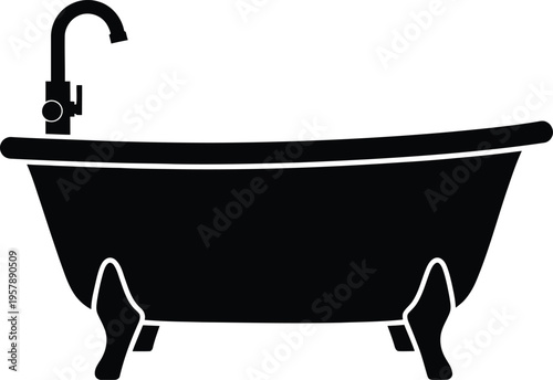 Vector clawfoot tub with faucet plumbing fixture bathroom accessory