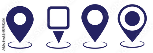 Minimal location pin outline icon vector set with modern map pointer navigation symbols