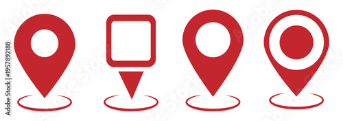 Minimal location pin outline icon vector set with modern map pointer navigation symbols