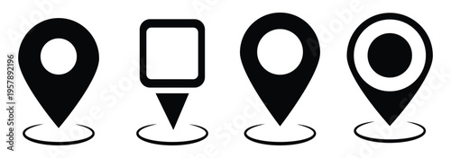 Minimal location pin outline icon vector set with modern map pointer navigation symbols