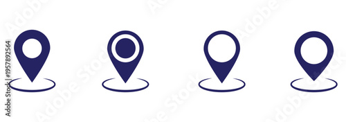 Location pin icon. Map pin place marker. Location icon. Map marker pointer icon set. GPS location symbol collection. Flat style - stock vector.