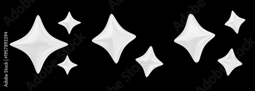 3D multiple transparent white sparkle and glass set