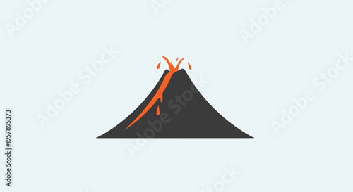 Volcano erupting with lava icon on light blue background