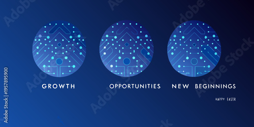 Abstract digital eggs representing growth opportunities and new beginnings