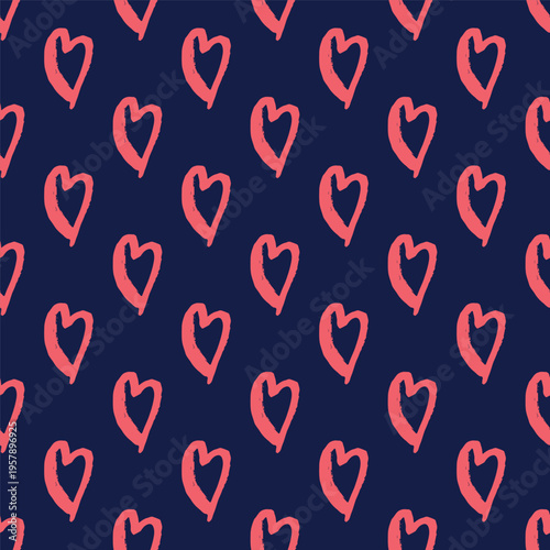 Seamless pattern with hand drawn heart doodle for decorative print, wrapping paper, greeting cards and fabric