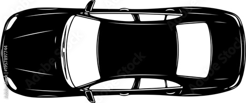 overhead view of a car silhouette vector illustration