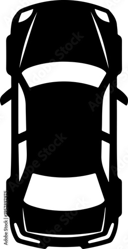 overhead view of a car silhouette vector illustration