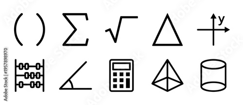 Theoretical Physics and Laboratory Science Monoline Outline Icons for Engineering Research and Academic STEM Education Visuals