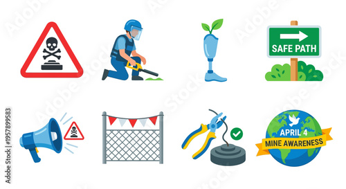 Illustrations depicting safety hazard and global awareness themes