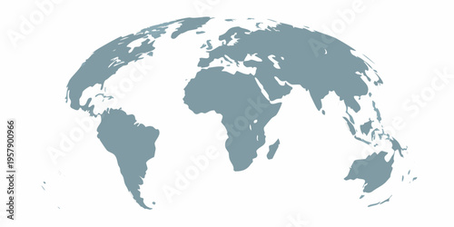 Stylized world globe illustration with continents in a muted blue tone