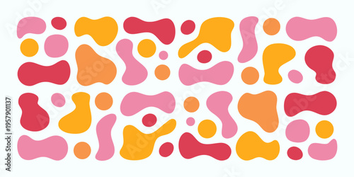 Abstract pattern of colorful organic shapes in rows and columns