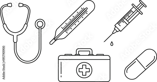 medical icons and instruments vector set for business and technology  World Health Day