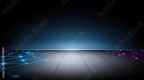 Digital Connectivity: An abstract display, featuring a cutting-edge technological tableau with glowing nodes and lines, symbolizes digital connectivity. The scene, imbued with a futuristic allure.