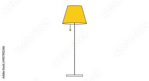 Yellow floor lamp illustration isolated on white background