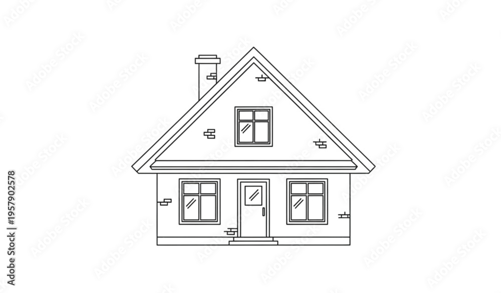 Fototapeta premium A simple line drawing of a house with a triangular roof