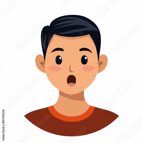 Young man cartoon character with surprised expression