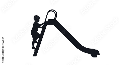 Young child climbing playground slide silhouette icon