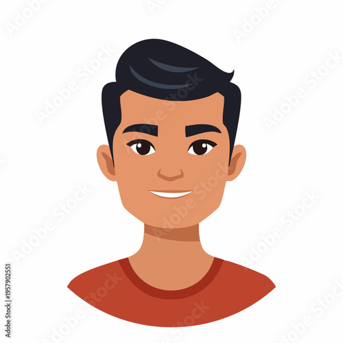 Young man's headshot with a friendly smile illustration