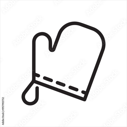 Thin Outline Icon Oven Mitt, Bath Mitten, Oven Glove. Such Line Sign as Clothing and Accessories, Grill Mitts, Massage Glove. Vector Isolated Pictogram for Web on White Background Editable Stroke.