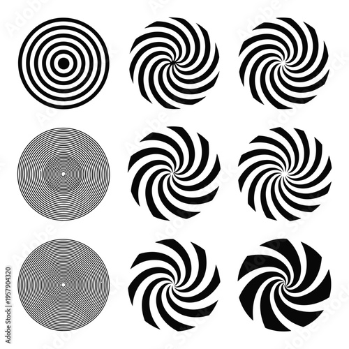 Radial Patterns Vector Illustrations Set