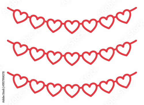 Red Heart Garland Vector Illustration