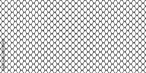 Close up of a diamond shaped netting pattern in black and white