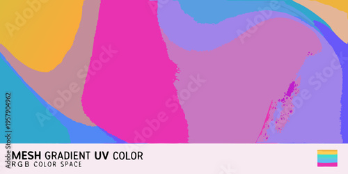 Abstract fluid shapes with vibrant color gradients and a mesh effect