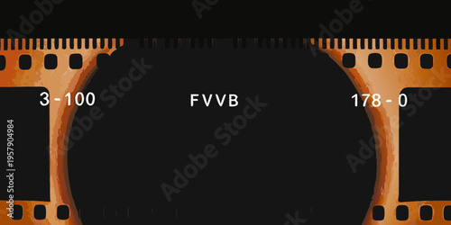 Film strip edges framing a dark central space with numbers and letters