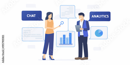 Business professionals discuss data analysis and communication strategies