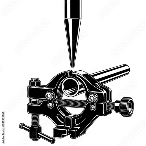 Copper Pipe Flaring Tool Silhouette for Plumbing Clamps and HVAC Installation Concepts