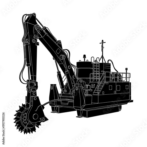 Subsea Cable Plough Silhouette, Trenching Machine for Offshore Telecommunications and Underwater Engineering