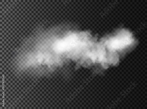 Fog or smoke isolated transparent special effect. White vector cloudiness, mist or smog background.