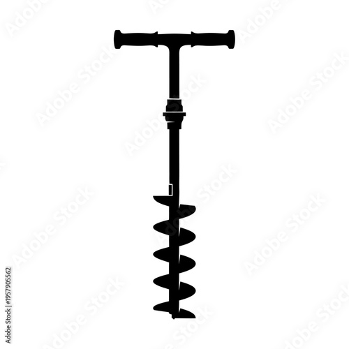 Soil Auger Silhouette, T-Handle Earth Drilling Tool for Agricultural Sampling and Geotechnical Ground Study