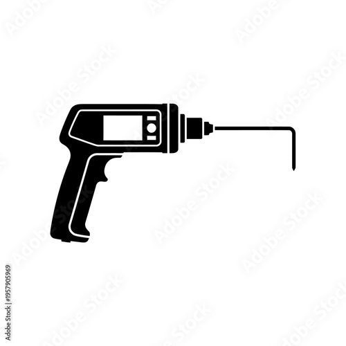 Underwater Thickness Gauge Silhouette: Ultrasonic Metal Tester Vector for Subsea Pipeline Inspection and Integrity