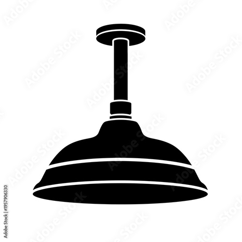 Industrial Drench Shower Head Silhouette: Emergency Overhead Safety Wash, Laboratory and Workplace Hazard Protection Icon.