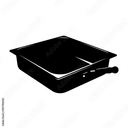 Commercial Tilt Skillet Silhouette: Large Rectangular Braising Pan, Professional Kitchen and Catering Food Preparation Equipment Icon.