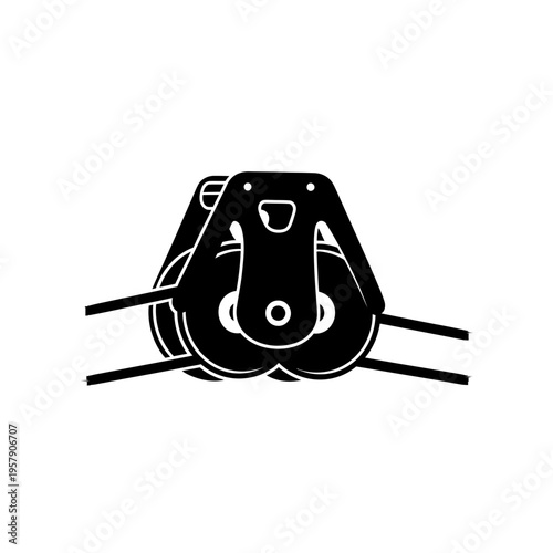 Mountain Rescue Pulley Silhouette for Dual Wheel Rope Systems and Hauling Operations