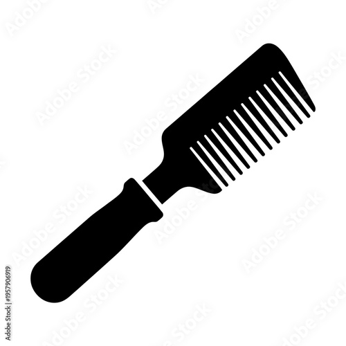 Radiator Fin Comb Tool Silhouette: HVAC Straightening and Maintenance Equipment, Professional Handheld Repair Tool Vector Icon.