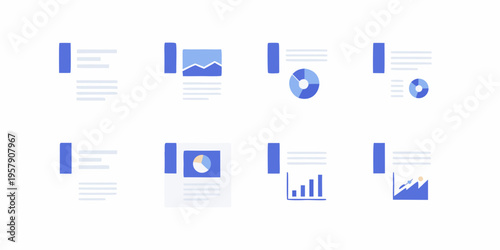 Abstract data visualization icons representing reports and analytical charts
