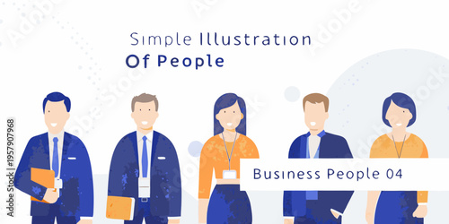 Stylized illustration depicting a group of diverse business professionals
