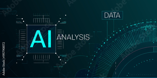 Abstract digital illustration featuring ai data and analysis concepts
