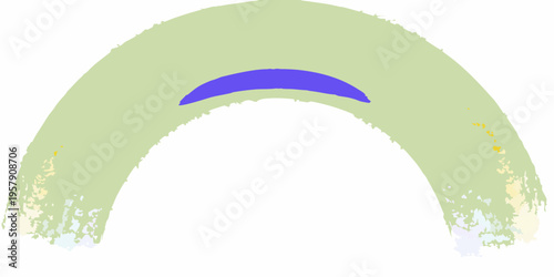 Abstract arched shape with blue accent and textured green background