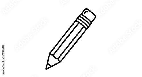 Simple black and white line drawing of a classic wooden pencil