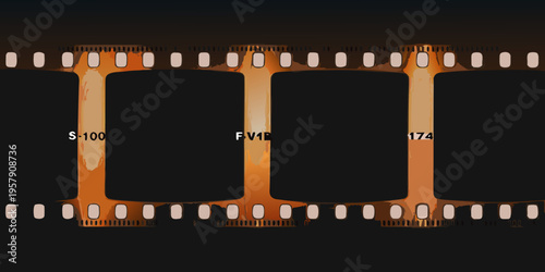 A strip of vintage super 8 film with blank frames displayed