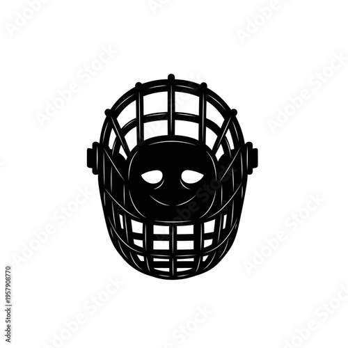 Dog Muzzle Silhouette: Basket Style Safety Mouth Guard for Pet Training and Protection, Animal Care and Behavioral Vector Icon.