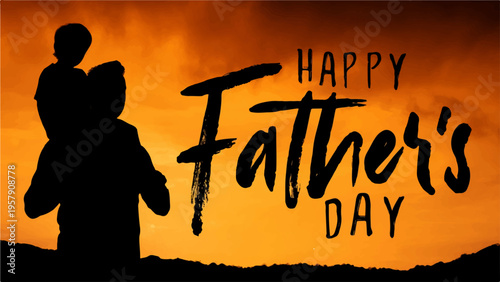 Happy Father's Day silhouette vector illustration