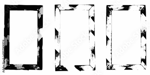 Three rectangular frames with distressed edges against a white background