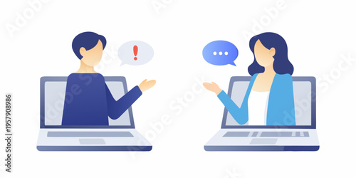 Two people communicating via video call on their respective laptops