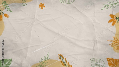 Elegant Autumn Flower Wedding Invitation Background with Paper Texture Illustration