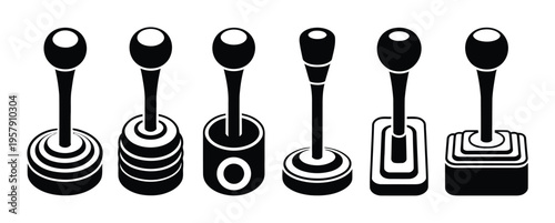 Six Different Gear Shift Lever Vector Illustration